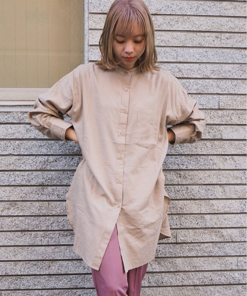 tiptop（ティップトップ）の「バンドカラーシャツチュニック