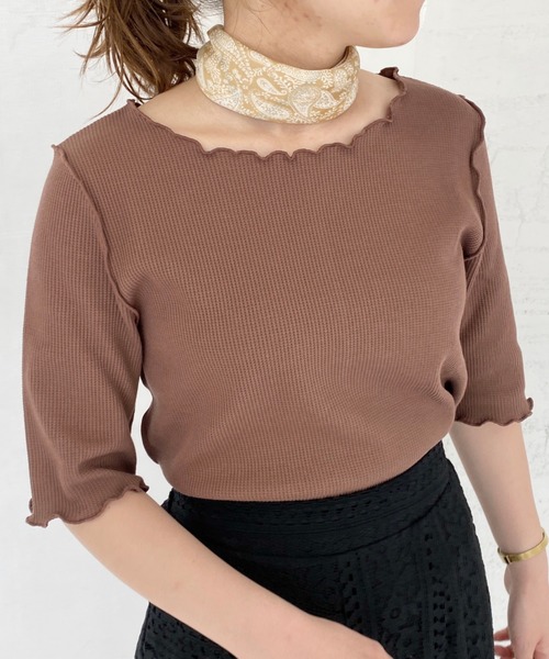 archives（アルシーヴ）の「アウトロックワッフルプルオーバー（Tシャツ/カットソー・レディース・オフホワイト/グリーン/ブルー/モカ/レンガ/ブラック・MEDIUM）」の9枚目の写真