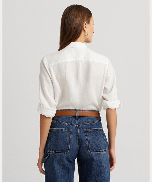 LAUREN RALPH LAUREN（ローレン ラルフ ローレン）の「リネン シャツ（シャツ/ブラウス・レディース・ホワイト・XX-SMALL/LARGE/X-SMALL/SMALL/M/XL）」の4枚目の写真