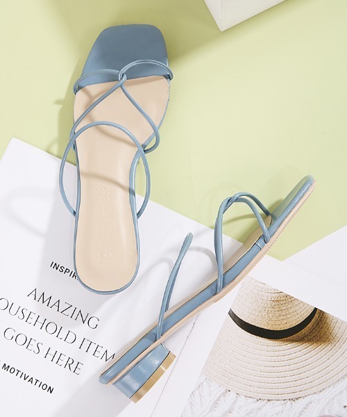 Futier land（フューティアランド）の「スクエアトゥストラップフラットサンダル（サンダル・レディース・ホワイト/ブラウン/ミント/イエロー/ブルー/ブラック・40/38/39/36/37）」の5枚目の写真