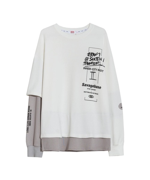 Hook 21ss新作 個性派重ね着風トレーナー アシンメトリーデザイン Tシャツ カットソー Hook フック のファッション通販 Zozotown