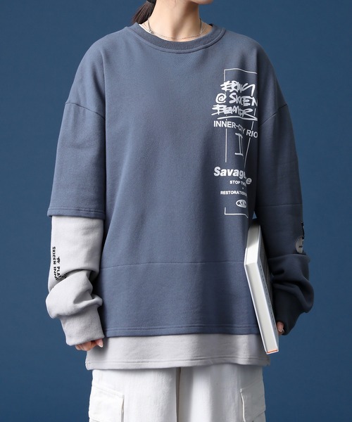 セール Hook 21ss新作 個性派重ね着風トレーナー アシンメトリーデザイン Tシャツ カットソー Hook フック のファッション通販 Zozotown