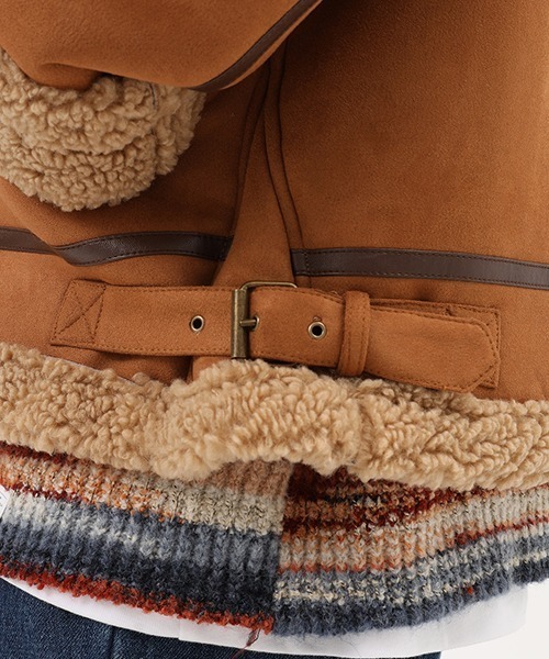 MASONPRINCE（メイソンプリンス）の「【MASONPRINCE】Belted collar mouton JKT WT0260（ムートンコート・メンズ・ブラウン・M/S/L/XS）」の3枚目の写真