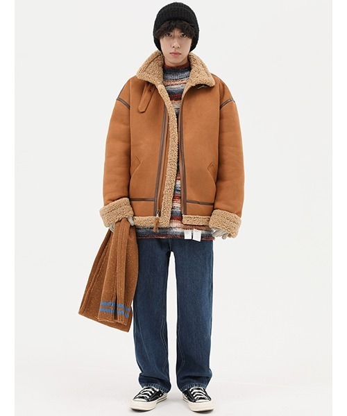 MASONPRINCE（メイソンプリンス）の「【MASONPRINCE】Belted collar mouton JKT WT0260（ムートンコート・メンズ・ブラウン・M/S/L/XS）」の5枚目の写真