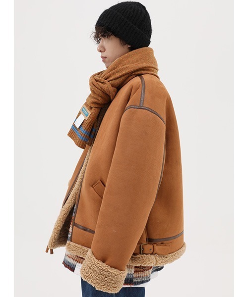 MASONPRINCE（メイソンプリンス）の「【MASONPRINCE】Belted collar mouton JKT WT0260（ムートンコート・メンズ・ブラウン・M/S/L/XS）」の9枚目の写真