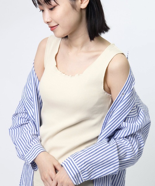 FRUIT OF THE LOOM(フルーツオブザルーム)の「∴【 FRUIT OF THE LOOM / フルーツオブザルーム 】 リブインナータンクトップ 21SS-OR-FTL-CS9076・・(タンクトップ・レディース・ホワイト/ベージュ/ブラウン・SMALL/MEDIUM)」の2枚目の写真