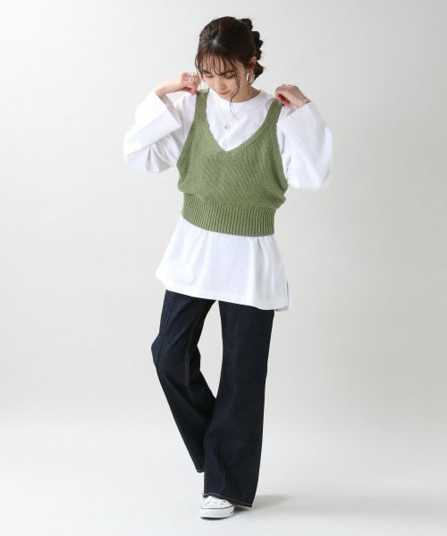 RAGEBLUE（レイジブルー）の「綿麻ザックリビスチェ/932621（ベスト・レディース・ブラック/カーキ/ブラウン・FREE）」の5枚目の写真