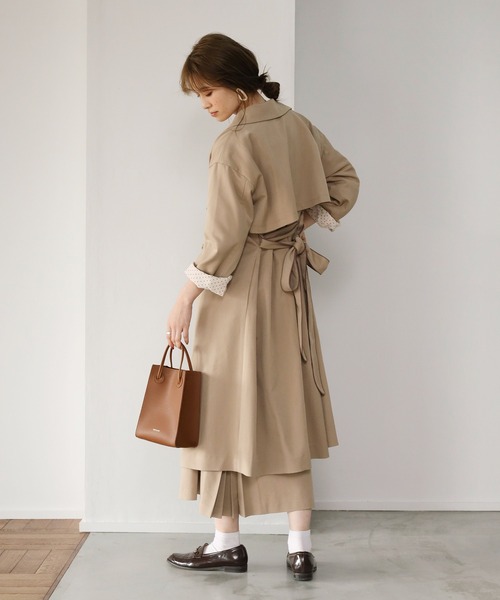 Cherie chuu(シェリーチュウ)の「【Cherie chuu】パイピングベルトトレンチコート(トレンチコート・レディース・ベージュ/モカ/チェック・FREE)」の12枚目の写真