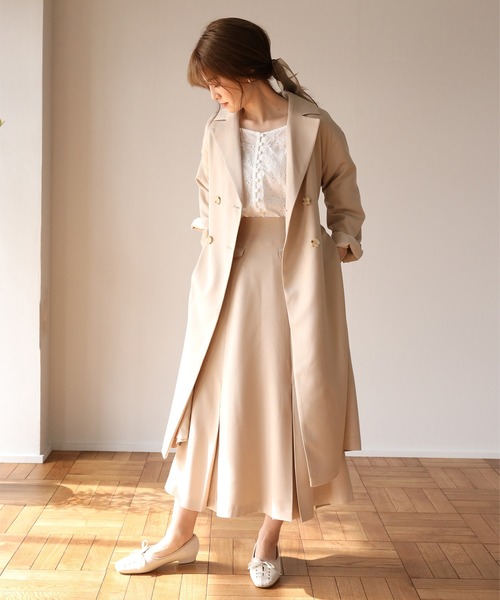 Cherie chuu(シェリーチュウ)の「【Cherie chuu】パイピングベルトトレンチコート(トレンチコート・レディース・ベージュ/モカ/チェック・FREE)」の7枚目の写真