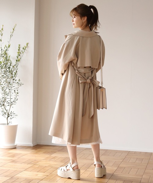 Cherie chuu(シェリーチュウ)の「【Cherie chuu】パイピングベルトトレンチコート(トレンチコート・レディース・ベージュ/モカ/チェック・FREE)」の19枚目の写真
