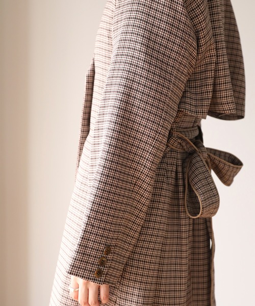 Cherie chuu(シェリーチュウ)の「【Cherie chuu】パイピングベルトトレンチコート(トレンチコート・レディース・ベージュ/モカ/チェック・FREE)」の16枚目の写真