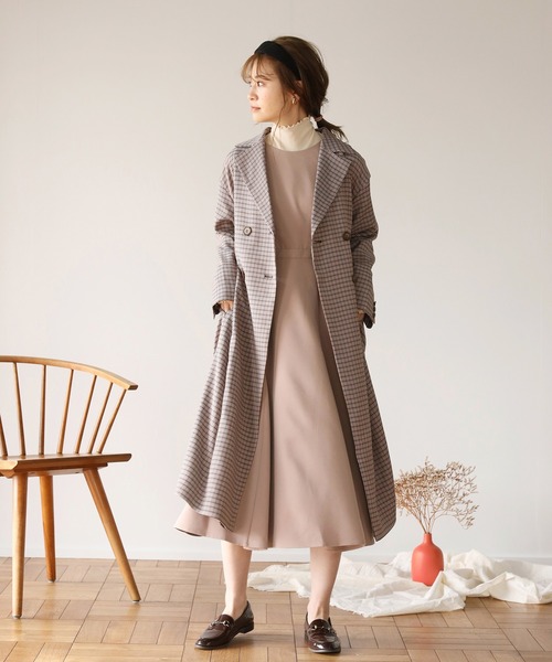 Cherie chuu(シェリーチュウ)の「【Cherie chuu】パイピングベルトトレンチコート(トレンチコート・レディース・ベージュ/モカ/チェック・FREE)」の5枚目の写真