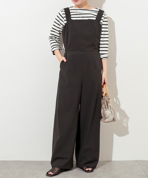 natural couture（ナチュラルクチュール）の「ちょっとモードな大人のサロペ　Sサイズ（サロペット/オーバーオール・レディース・ブラック/ライトベージュ/グレイッシュベージュ・FREE）」の6枚目の写真