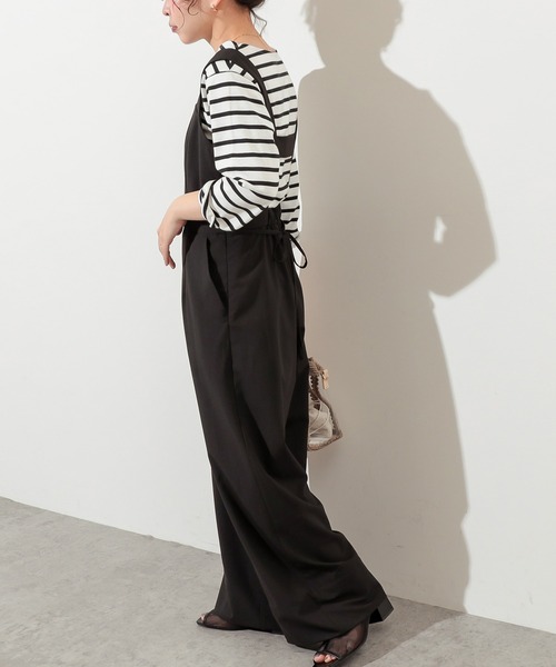 natural couture（ナチュラルクチュール）の「ちょっとモードな大人のサロペ　Sサイズ（サロペット/オーバーオール・レディース・ブラック/ライトベージュ/グレイッシュベージュ・FREE）」の8枚目の写真