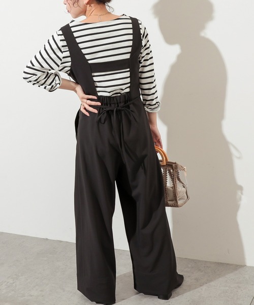 natural couture（ナチュラルクチュール）の「ちょっとモードな大人のサロペ　Sサイズ（サロペット/オーバーオール・レディース・ブラック/ライトベージュ/グレイッシュベージュ・FREE）」の7枚目の写真