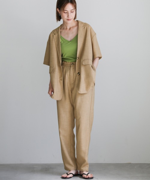 select MOCA(セレクトモカ)の「リネンライクジャケットセットアップ(その他トップス・レディース・ベージュ/ライトグリーン/モカ・FREE)」の3枚目の写真