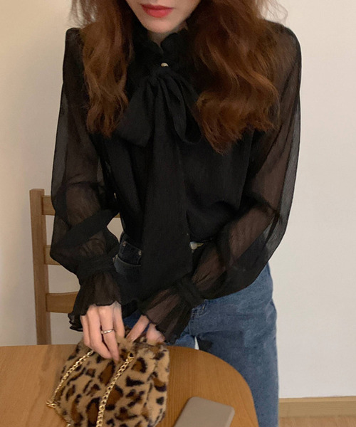 JUNOAH(ジュノア)の「ハイネックシアーシフォントップス(シャツ/ブラウス・レディース・ブラック/クリーム・FREE)」の15枚目の写真