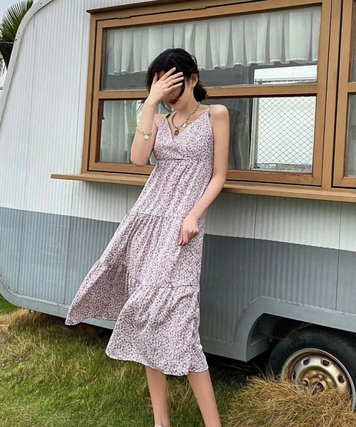 Jewelobe（ジュエローブ）の「花柄ティアードセットアップワンピース（ワンピース・レディース・パープル/ピンク/ブルー・FREE）」の5枚目の写真