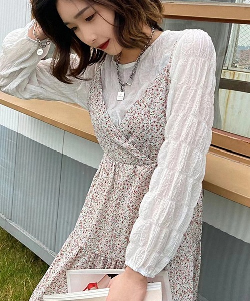 Jewelobe（ジュエローブ）の「花柄ティアードセットアップワンピース（ワンピース・レディース・パープル/ピンク/ブルー・FREE）」の4枚目の写真