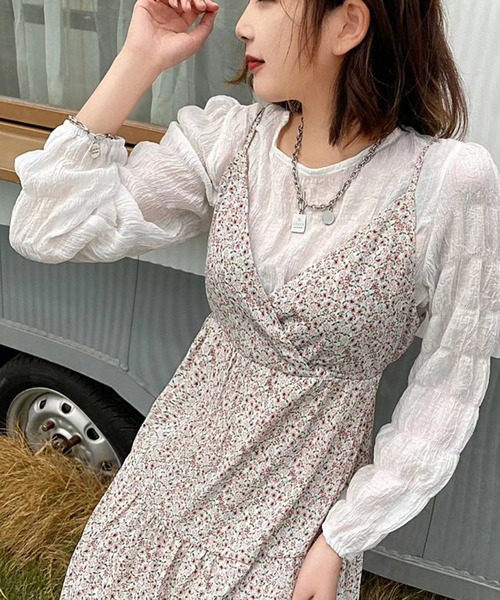 Jewelobe（ジュエローブ）の「花柄ティアードセットアップワンピース（ワンピース・レディース・パープル/ピンク/ブルー・FREE）」の21枚目の写真