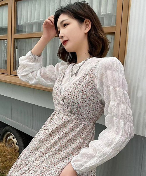 Jewelobe（ジュエローブ）の「花柄ティアードセットアップワンピース（ワンピース・レディース・パープル/ピンク/ブルー・FREE）」の15枚目の写真