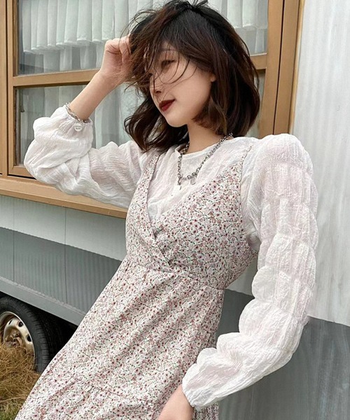 Jewelobe（ジュエローブ）の「花柄ティアードセットアップワンピース（ワンピース・レディース・パープル/ピンク/ブルー・FREE）」の8枚目の写真
