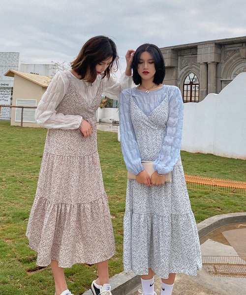 Jewelobe（ジュエローブ）の「花柄ティアードセットアップワンピース（ワンピース・レディース・パープル/ピンク/ブルー・FREE）」の22枚目の写真