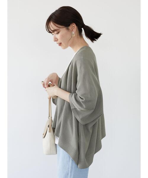 Green　Parks（グリーンパークス）の「ドルマンショートニットカーデ＊（カーディガン/ボレロ・レディース・ブラック/グレイッシュベージュ/カーキ・FREE）」の10枚目の写真