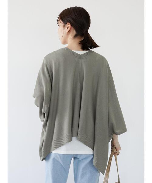 Green　Parks（グリーンパークス）の「ドルマンショートニットカーデ＊（カーディガン/ボレロ・レディース・ブラック/グレイッシュベージュ/カーキ・FREE）」の11枚目の写真