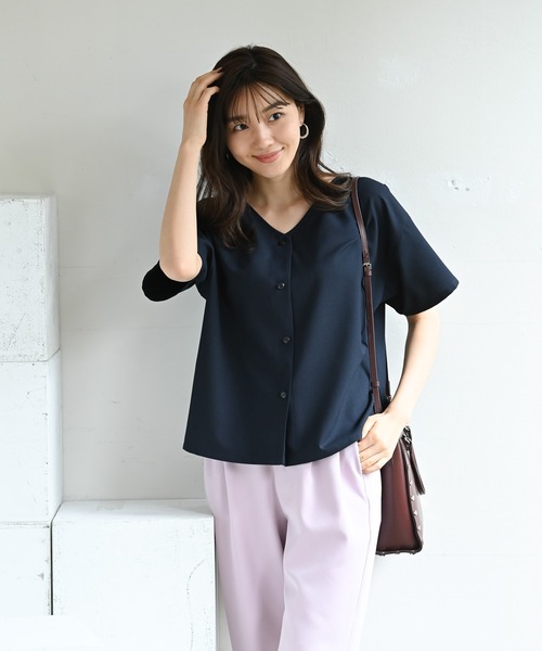 Rewde(ルゥデ)の「【スタイリストコラボ商品・TV着用】 リネンライクブラウス(1R13-05144)(シャツ/ブラウス・レディース・ベージュ/ネイビー/カーキ/オレンジ・M)」の6枚目の写真