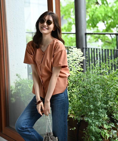 Rewde(ルゥデ)の「【スタイリストコラボ商品・TV着用】 リネンライクブラウス(1R13-05144)(シャツ/ブラウス・レディース・ベージュ/ネイビー/カーキ/オレンジ・M)」の5枚目の写真