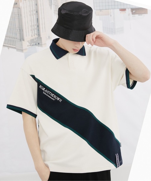 ROMANTIC CROWN（ロマンティッククラウン）の「【ROMANTIC CROWN】RMTC LOGO LINE POLO / ロマンティッククラウン RMTC ロゴ ライン ポロシャツ（ポロシャツ・メンズ・グレー/ネイビー/オートミール・X-LARGE/MEDIUM/LARGE/SMALL）」の2枚目の写真