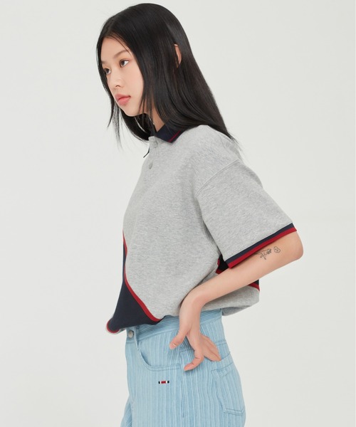 ROMANTIC CROWN（ロマンティッククラウン）の「【ROMANTIC CROWN】RMTC LOGO LINE POLO / ロマンティッククラウン RMTC ロゴ ライン ポロシャツ（ポロシャツ・メンズ・グレー/ネイビー/オートミール・X-LARGE/MEDIUM/LARGE/SMALL）」の4枚目の写真