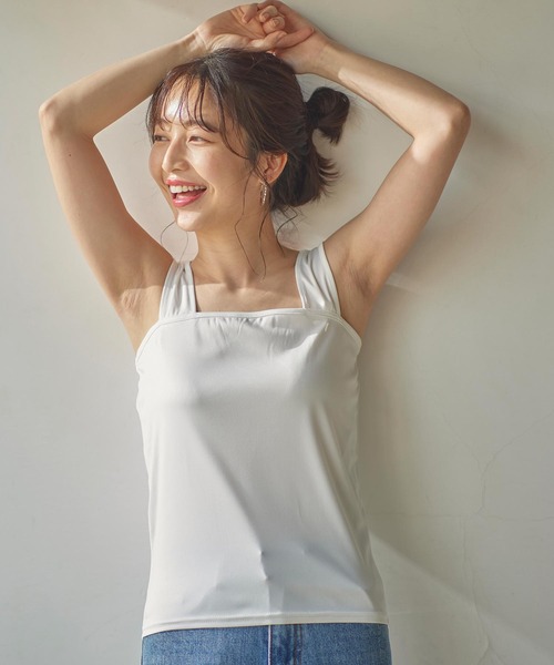 KOBE LETTUCE（コウベレタス）の「ブラ紐隠しペチコートインナータンクトップ（インナーウェア/肌着・レディース・ブラック/ベージュ/オフホワイト・S/M/L/XL）」の6枚目の写真