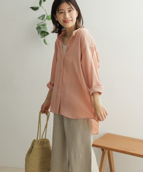 URBAN RESEARCH DOORS（アーバンリサーチドアーズ）の「ドビーバンドカラーシャツ（シャツ/ブラウス・レディース・ベージュ系その他/オフホワイト/ネイビー・ONE）」の14枚目の写真