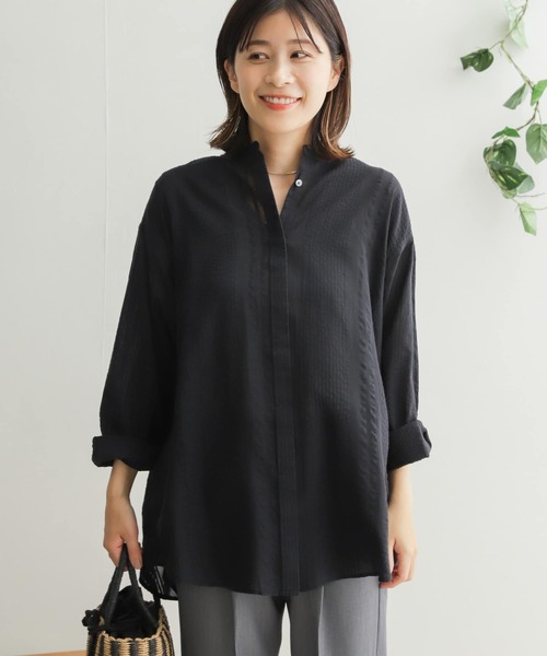 URBAN RESEARCH DOORS（アーバンリサーチドアーズ）の「ドビーバンドカラーシャツ（シャツ/ブラウス・レディース・ベージュ系その他/オフホワイト/ネイビー・ONE）」の5枚目の写真