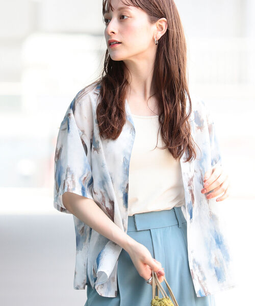 Ray BEAMS（レイビームス）の「Ray BEAMS / プリント オープンカラー シャツ（シャツ/ブラウス・レディース・ブルー系その他3/イエロー・ONE SIZE）」の3枚目の写真