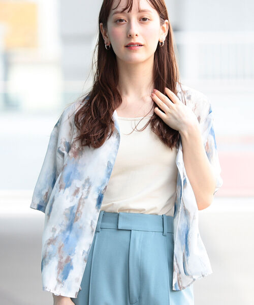 Ray BEAMS（レイビームス）の「Ray BEAMS / プリント オープンカラー シャツ（シャツ/ブラウス・レディース・ブルー系その他3/イエロー・ONE SIZE）」の4枚目の写真