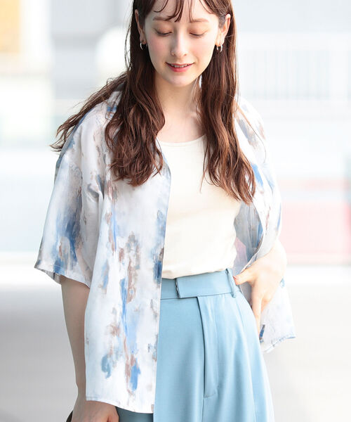 Ray BEAMS（レイビームス）の「Ray BEAMS / プリント オープンカラー シャツ（シャツ/ブラウス・レディース・ブルー系その他3/イエロー・ONE SIZE）」の5枚目の写真