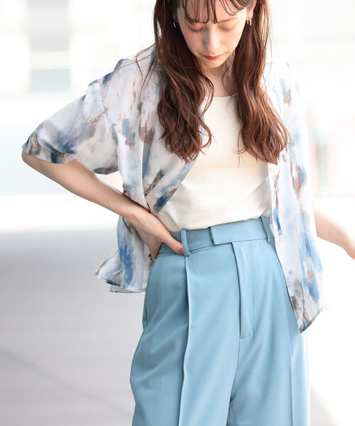 Ray BEAMS（レイビームス）の「Ray BEAMS / プリント オープンカラー シャツ（シャツ/ブラウス・レディース・ブルー系その他3/イエロー・ONE SIZE）」の6枚目の写真