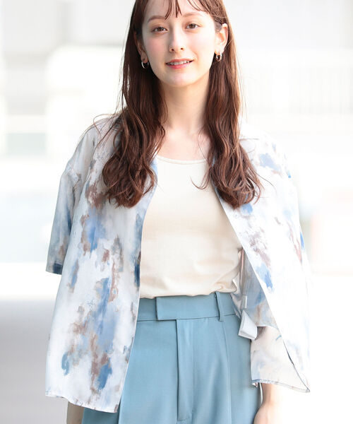 Ray BEAMS（レイビームス）の「Ray BEAMS / プリント オープンカラー シャツ（シャツ/ブラウス・レディース・ブルー系その他3/イエロー・ONE SIZE）」の8枚目の写真