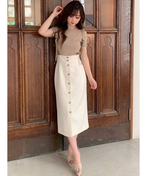 RESEXXY（リゼクシー）の「ショルダー合皮スカート（スカート・レディース・ブラック/アイボリー/その他1・FREE）」の2枚目の写真