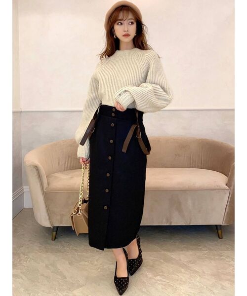 RESEXXY（リゼクシー）の「ショルダー合皮スカート（スカート・レディース・ブラック/アイボリー/その他1・FREE）」の4枚目の写真