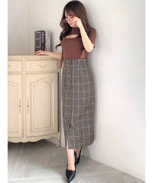 RESEXXY（リゼクシー）の「ショルダー合皮スカート（スカート・レディース・ブラック/アイボリー/その他1・FREE）」の5枚目の写真