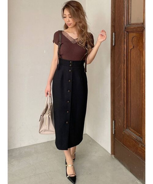 RESEXXY（リゼクシー）の「ショルダー合皮スカート（スカート・レディース・ブラック/アイボリー/その他1・FREE）」の6枚目の写真