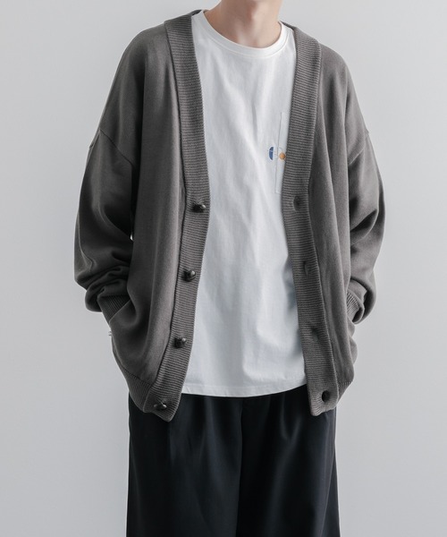 epnok（エプノック）の「ベーシックルーズニットカーディガン（カーディガン/ボレロ・メンズ・ダークグレー/グレイッシュブルー/モカ/ブラック/マスタード・LARGE/SMALL/MEDIUM）」の15枚目の写真