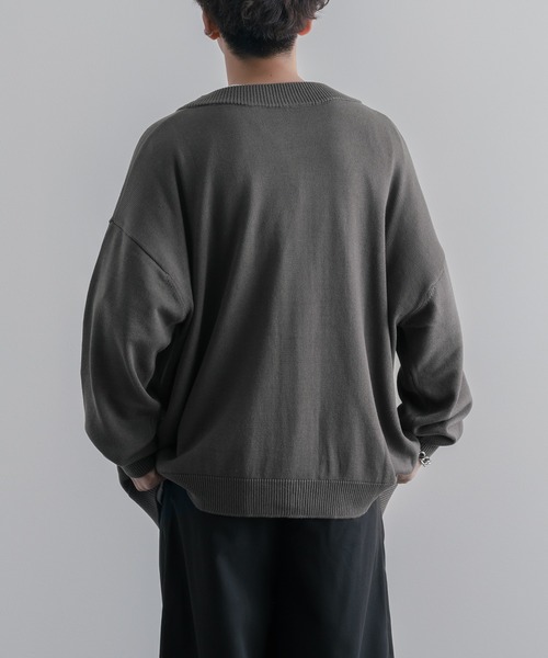 epnok（エプノック）の「ベーシックルーズニットカーディガン（カーディガン/ボレロ・メンズ・ダークグレー/グレイッシュブルー/モカ/ブラック/マスタード・LARGE/SMALL/MEDIUM）」の18枚目の写真