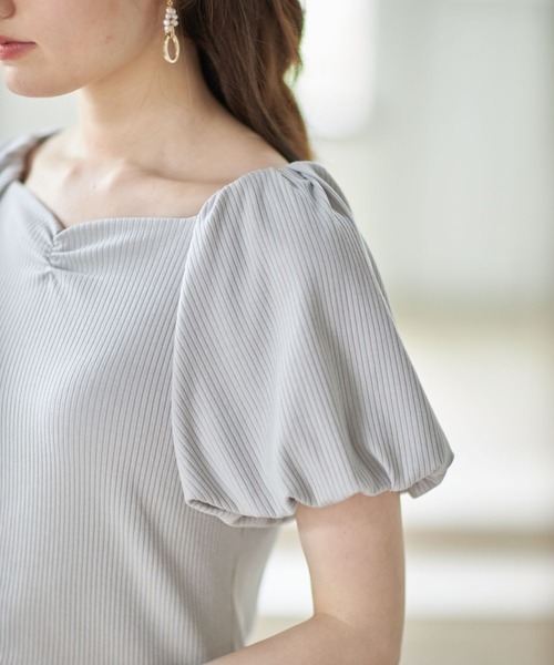 tocco closet(トッコ クローゼット)の「パフスリーブリブカットソー×バックレースアップデザインレースキャミワンピースのセット(ワンピース・レディース・ベージュ系その他/グレー系その他・M)」の14枚目の写真