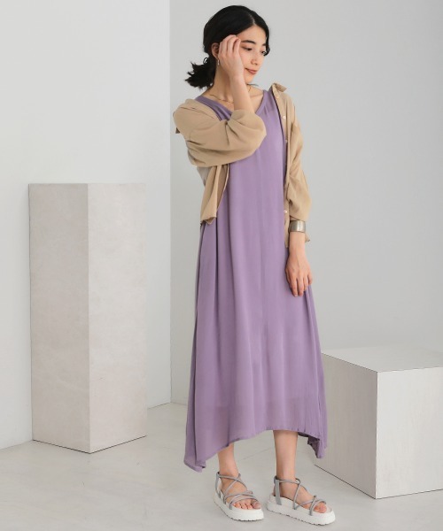 Bou Jeloud(ブージュルード)の「レーヨンクレープ2WAYフレアワンピース(ワンピース・レディース・ブラック/ブラウン/カーキ/ラベンダー・38)」の10枚目の写真