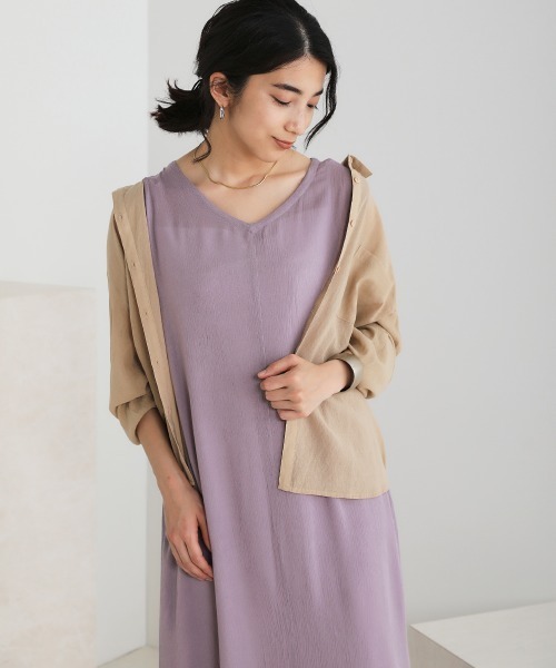 Bou Jeloud(ブージュルード)の「レーヨンクレープ2WAYフレアワンピース(ワンピース・レディース・ブラック/ブラウン/カーキ/ラベンダー・38)」の12枚目の写真